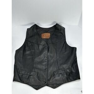 Vintage Walter Dyer Is Leather Black Biker Vest Framingham‎ Ma USA Small